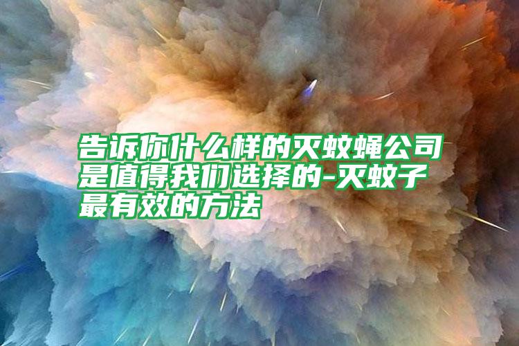 告诉你什么样的灭蚊蝇公司是值得我们选择的-灭蚊子最有效的方法