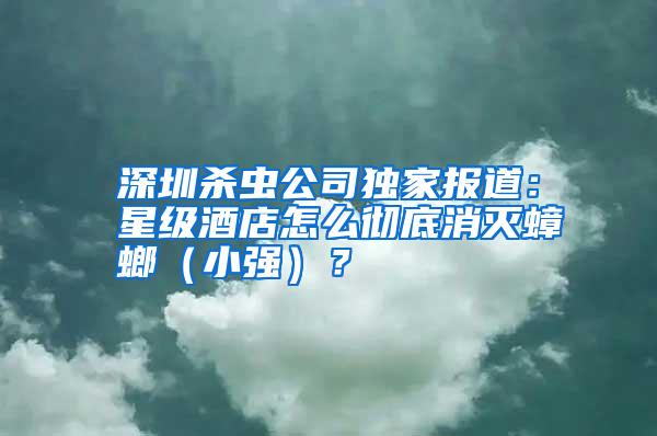 深圳杀虫公司独家报道：星级酒店怎么彻底消灭蟑螂（小强）？