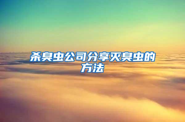 杀臭虫公司分享灭臭虫的方法