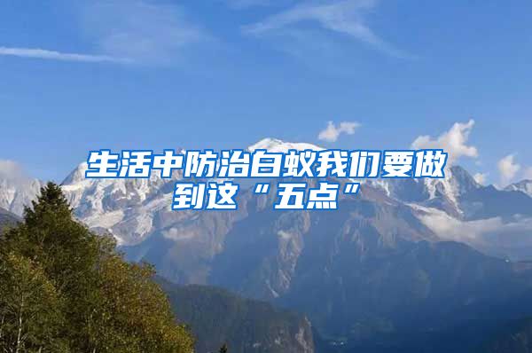 生活中防治白蚁我们要做到这“五点”